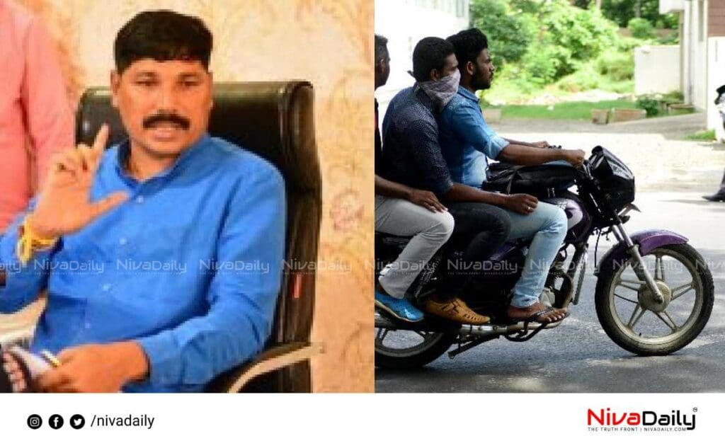 BJP leader tripling bike