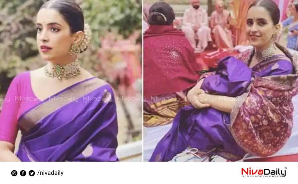 Sanya Malhotra in purple sari - photos viral.