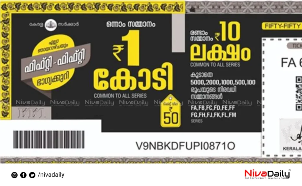 Kerala Fifty Fifty FF 109 Lottery Results