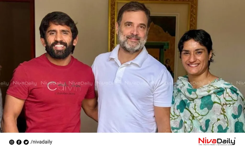 Vinesh Phogat Bajrang Punia Rahul Gandhi meeting