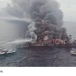 fire-stricken ship