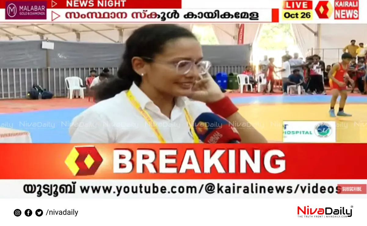 Woman wrestling referee